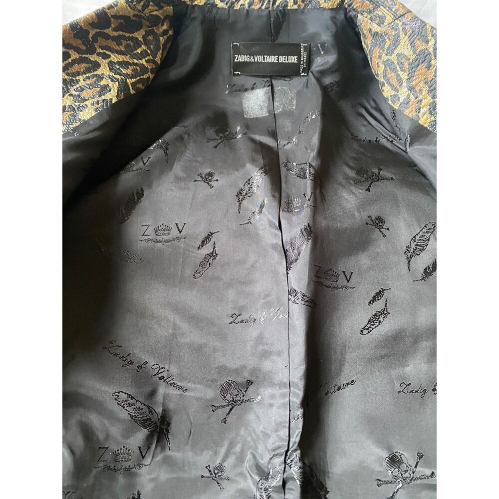 Zadig & Voltaire Deluxe Veda Leopard Rare Metallic Gold Brocade Blazer Sz S NWOT - Picture 11 of 13